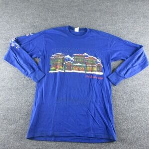 Vintage Breckenridge Shirt Mens L Blue‎ Winter Ski Graphic Tee Colorado 80s